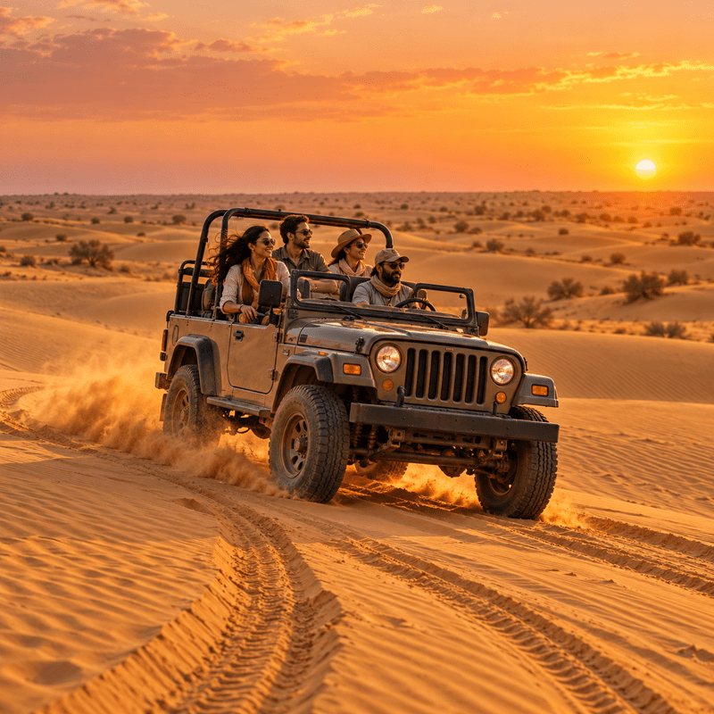 Jeep safari and dune drive in the Thar Desert, Jaisalmer