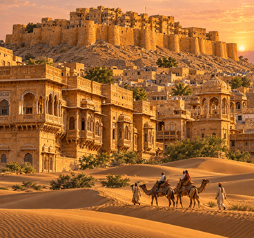 Family enjoying a Jaisalmer desert tour from Vadodara