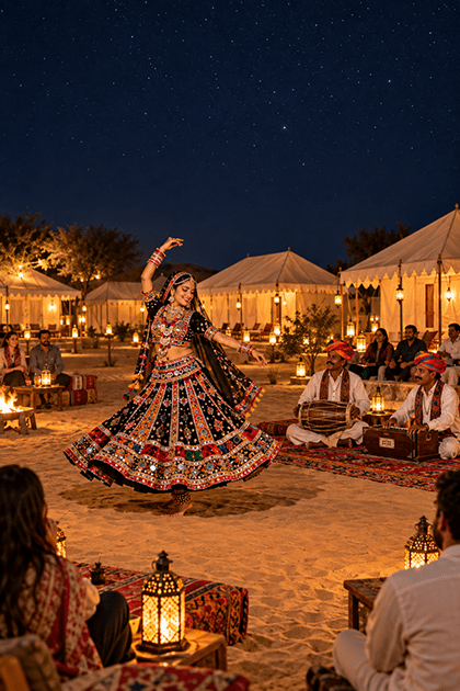 Rajasthani folk dance at a cultural evening in Sam, Jaisalmer
