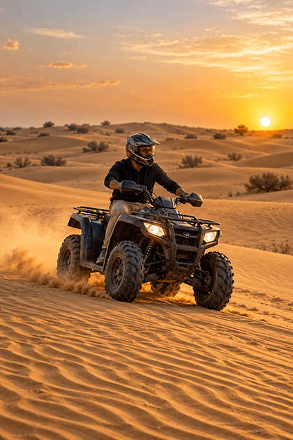 Four-wheel ATV bike in the Thar Desert near Shree Desert Camp
