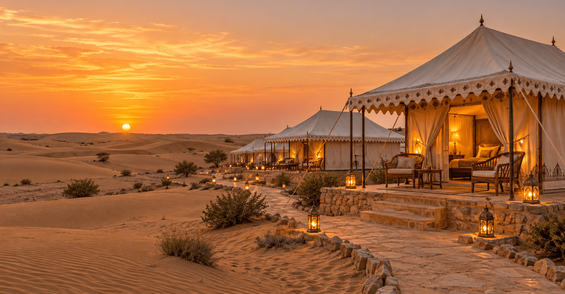 Desert camp at Sam Sand Dunes, Jaisalmer by Shree Desert Camp & Resort