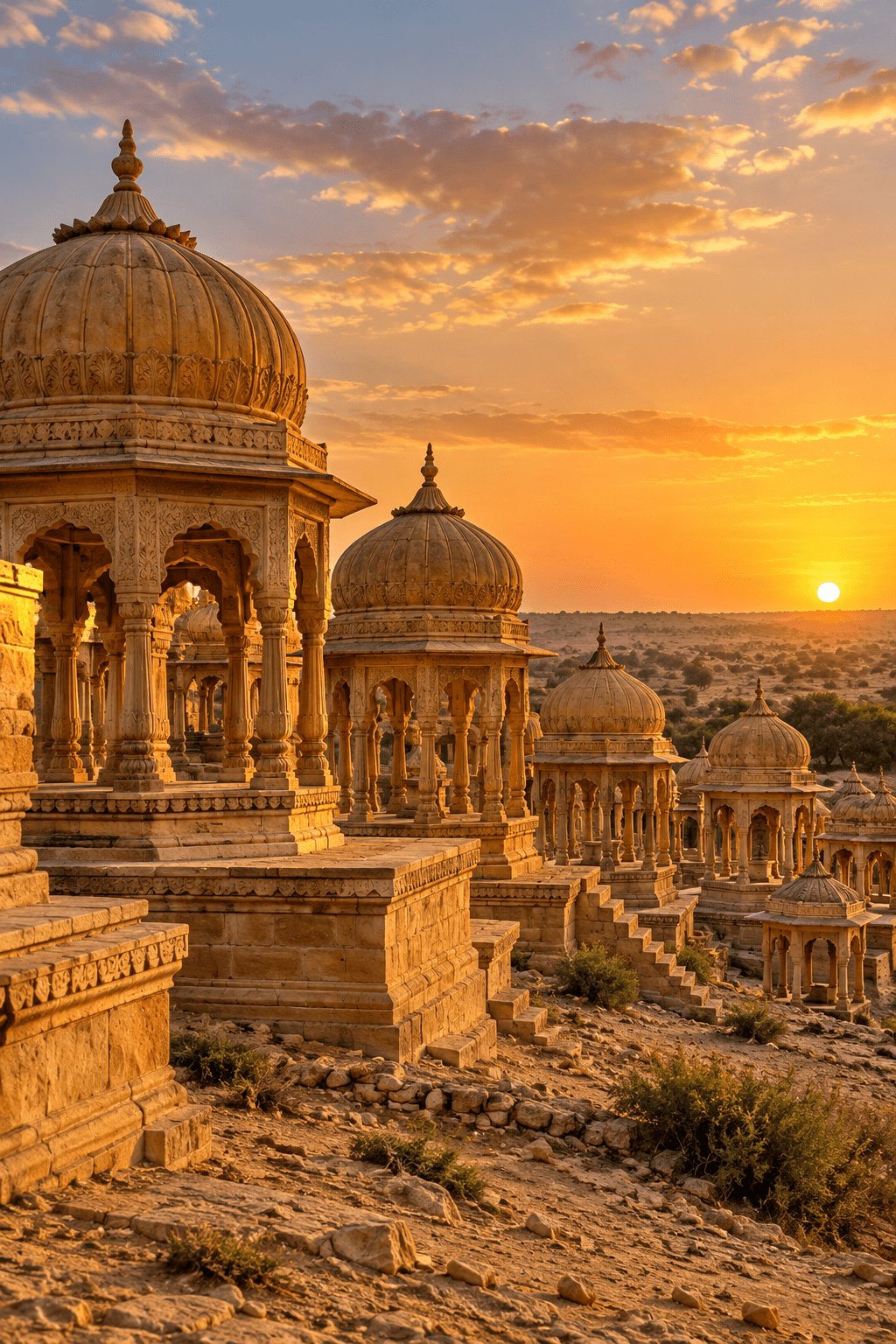 Khaba Fort and ruins in the Jaisalmer desert